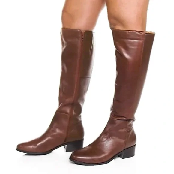 NWOB Rockport Black Leather Evalyn Tall Knee Almond Block Heel Riding Boots 8M - Picture 5 of 16